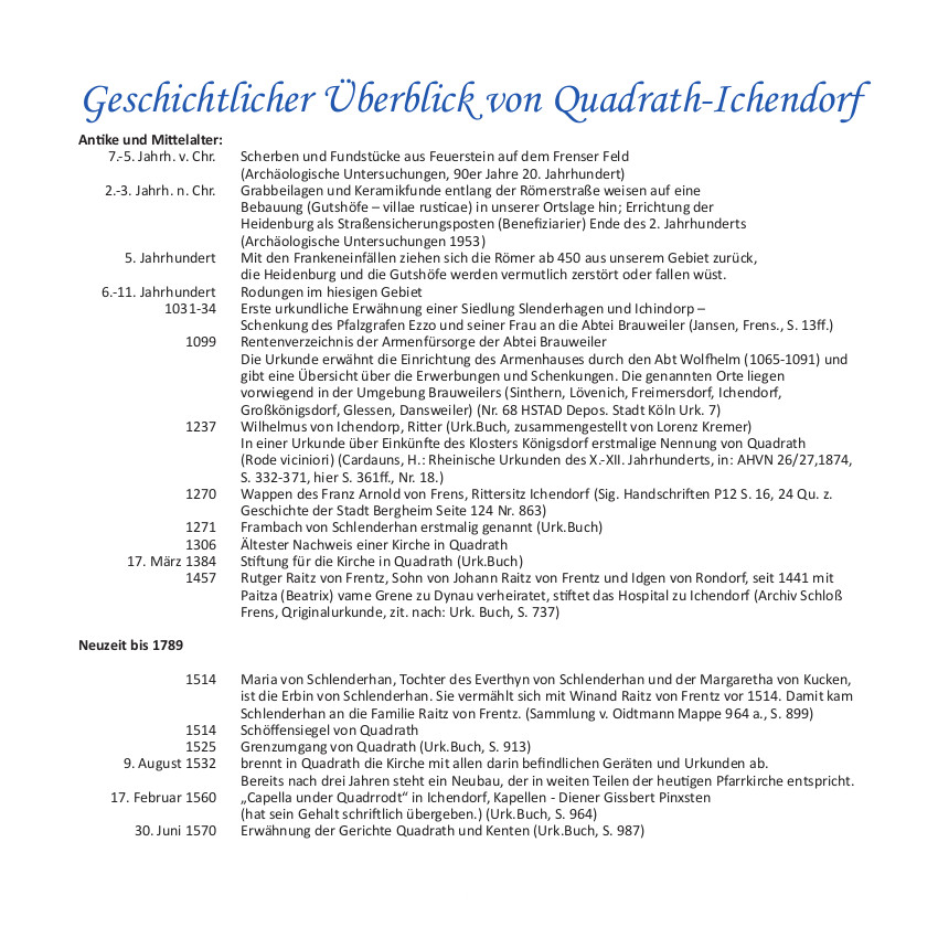 Chronologie Quadrath Ichendorf 1