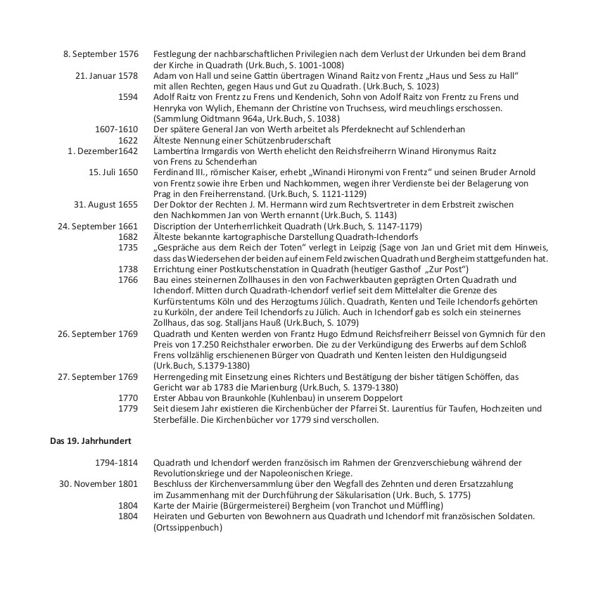 Chronologie Quadrath Ichendorf 2